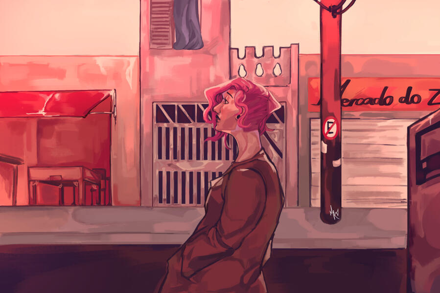 pintura cotidiana em tons quentes